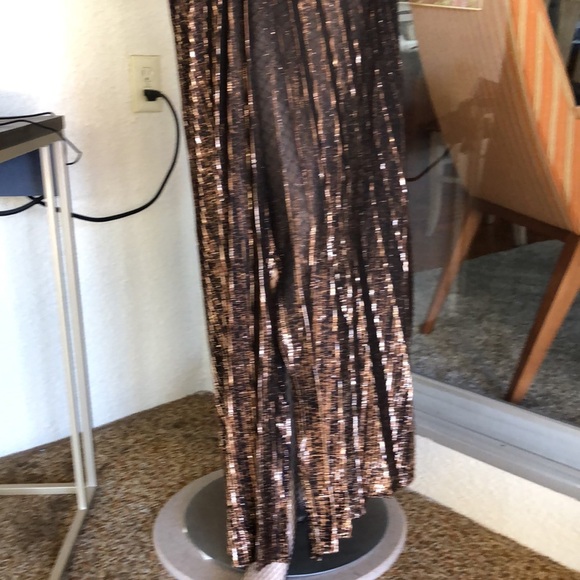 Vintage bronze evening, disco, academy awards, studio 54, sheer gown - Picture 2 of 8